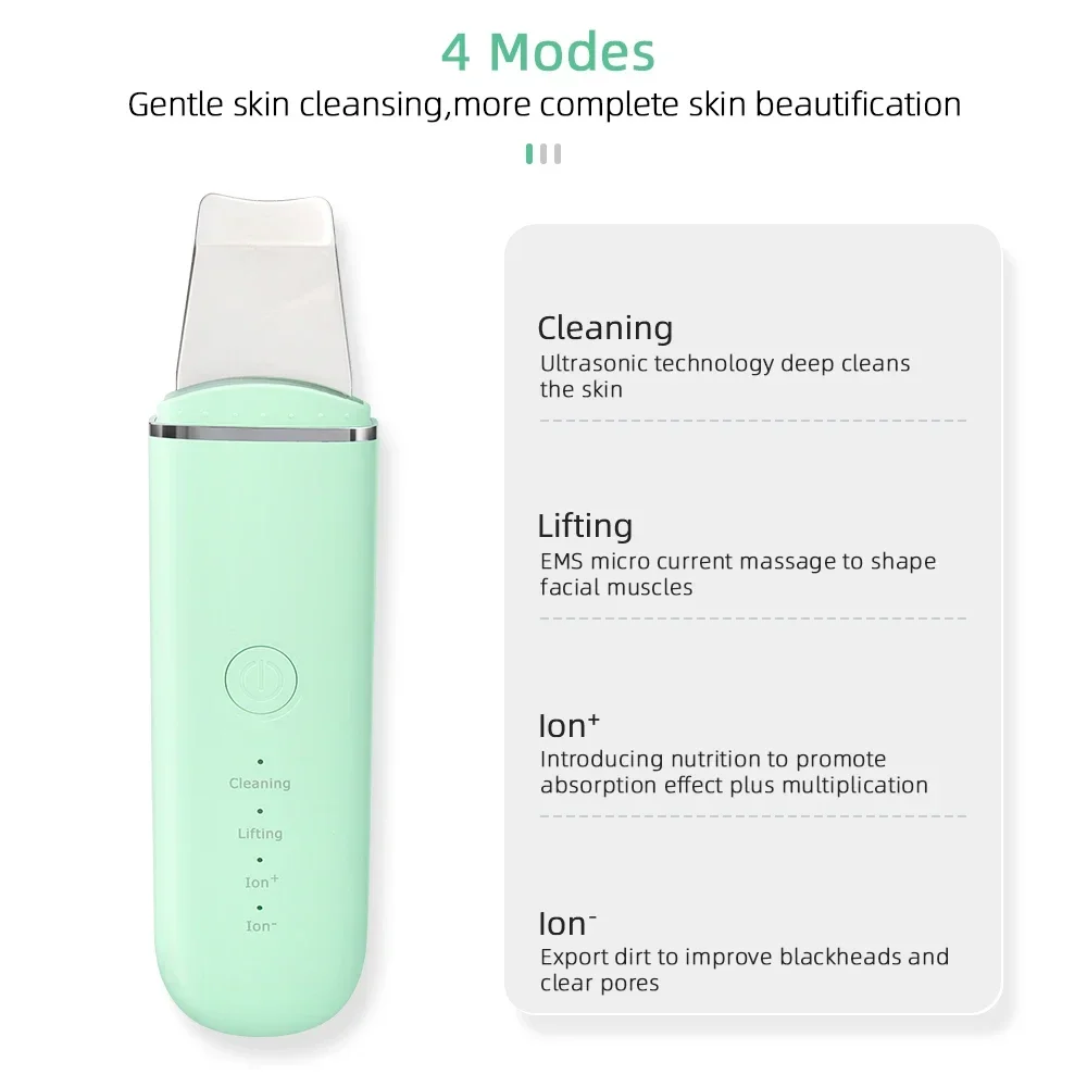 Скребок ультразвуковой вибрирующий для кожи лица лопатка удаления черных точек