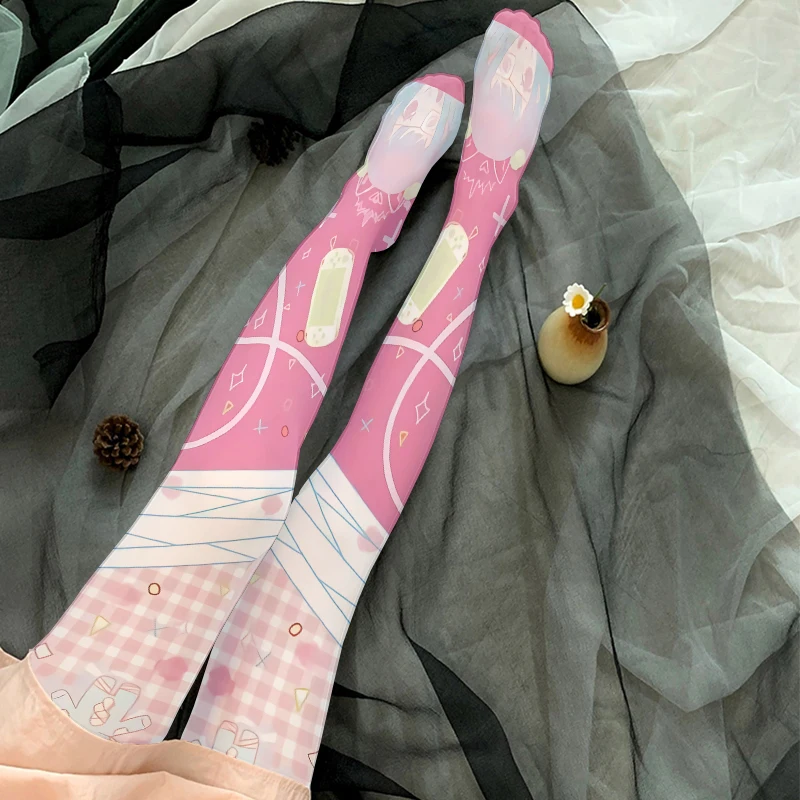 New Design 3D Printing Ladies Pantyhose Harajuku Fashion Sweet Kawaii Sexy Bottoming Stockings High Quality Tights Thin Section