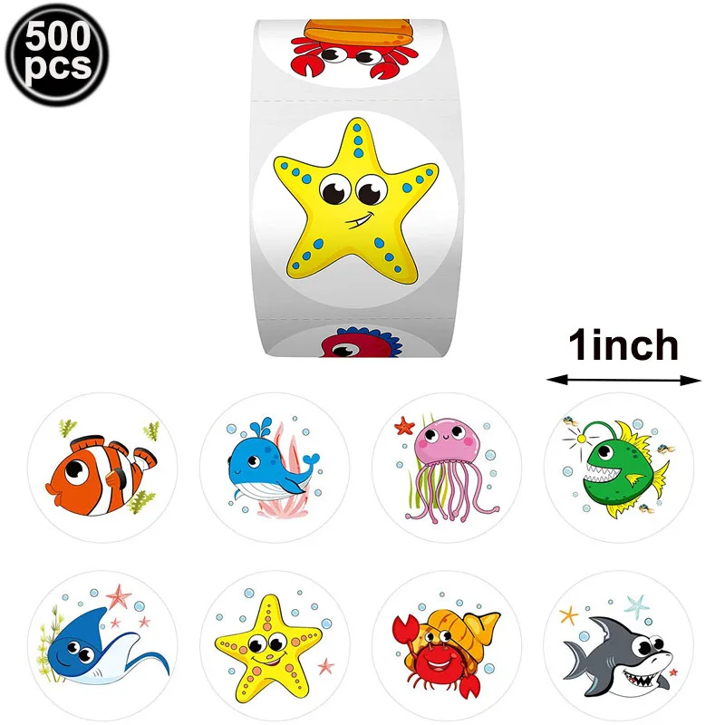 

100 шт./рулон, наклейки в виде морских животных