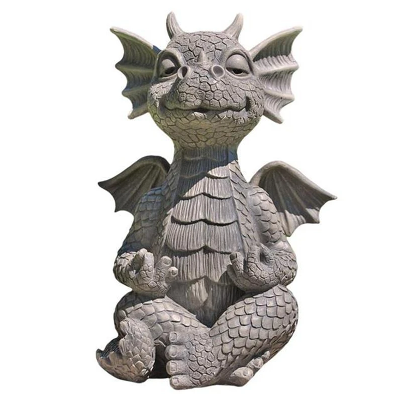 

Garden Dragon Meditated Statue Collecting 18cm Resin Ornament Outdoor Yard Decoration-B
