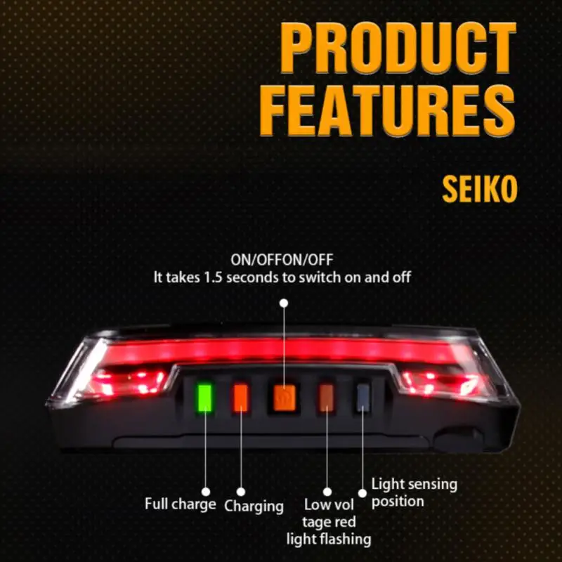 

2000mAh bicycle Taillig light USB Rechargeable Waterproof Safety Bicycle Tail light Sensor Wireless Remote Control Turn Sign
