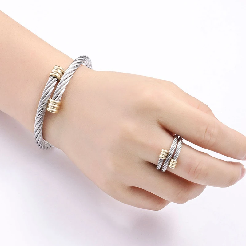 Комплект из браслета и кольца нержавеющей стали 316L