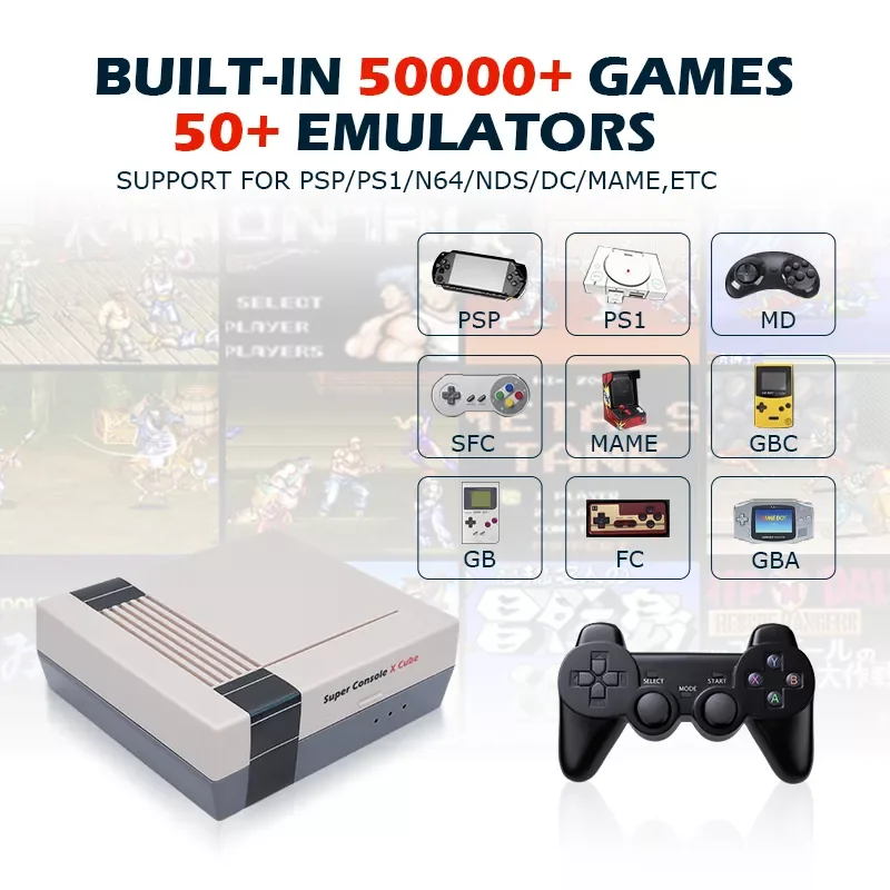 

Super Console X Cube S905 Retro Video Game Consoles Support Multi-player TV Gaming Box Up To 256GB 50000 Classic Games