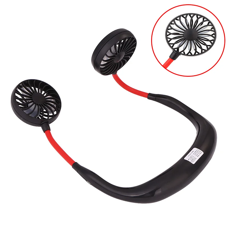 

Mini Neck Fan Portable Hanging Neckband Fan USB Rechargeable Double Fans Air Cooler Conditioner Colorful Electric Desk Fan