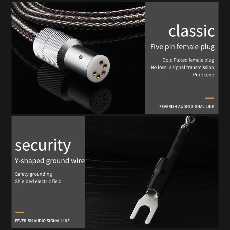 YYAUDIO HiFi аудиофил чистое серебро 5-контактный разъем DIN к RCA телефонный кабель XLR для
