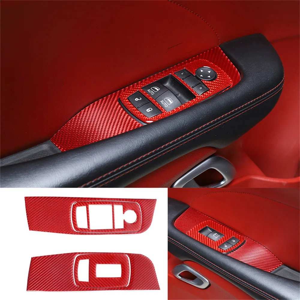 

Soft Carbon Fiber Window Lift Switch Button Panel Cover Decorative Trim Fit for Dodge Challenger 2015-2022 Car Accessories