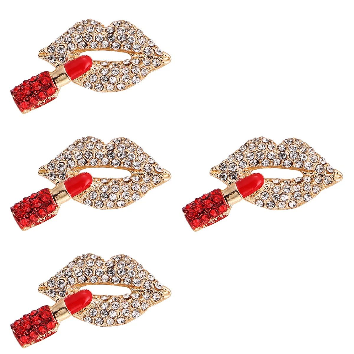 

4 Pack Lips Brooch Pin Aesthetic Rhinestone Brooches Lapel Women Clothes Costume Hats Backpacks