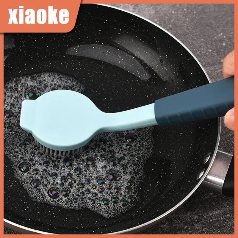 

Kitchen Pot Brush Non-oil Household Brush Non-dirty Hands Long Handle Non-stick Pan Cleaning Tools Color Cleaning Brush