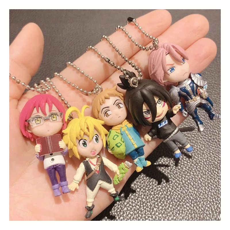 Anime The Seven Deadly Sins Action Figure Meliodas Elizabeth Liones Hawk Diane Mini Doll Ban Pendant Key Chain Mode Toy