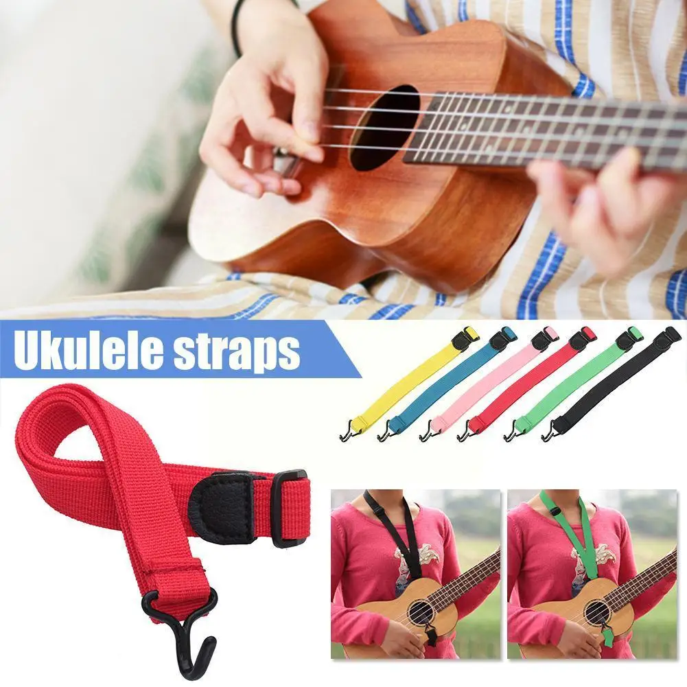 

Adjustable Nylon Ukulele Strap Guitar Neck Colorful Music With Instrument Accessories Sling Hook Guitar Durable Straps F3b9