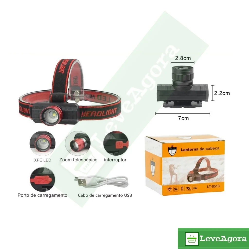 

COB Rechargeable Led Head Flashlight and Adjustable Light Focus-LT-8513