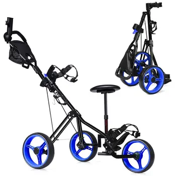 3 Wheel Push Pull Golf Club Cart Trolley