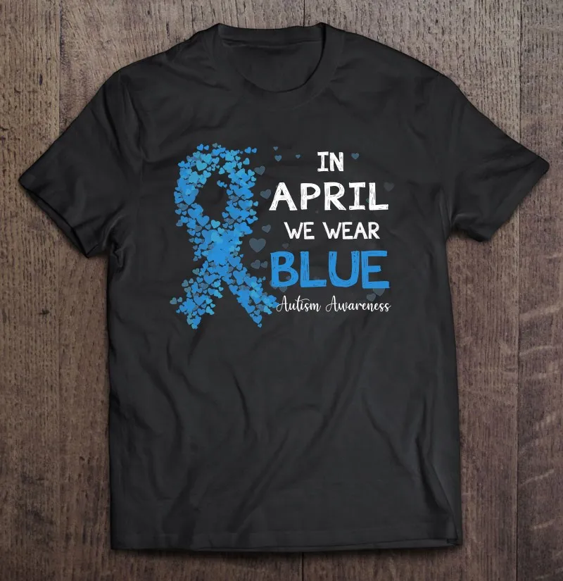 

В апреле мы носим синюю футболку для осведомленности об аутизме Мужская Дизайнерская одежда футболка с коротким рукавом спортивная улична...