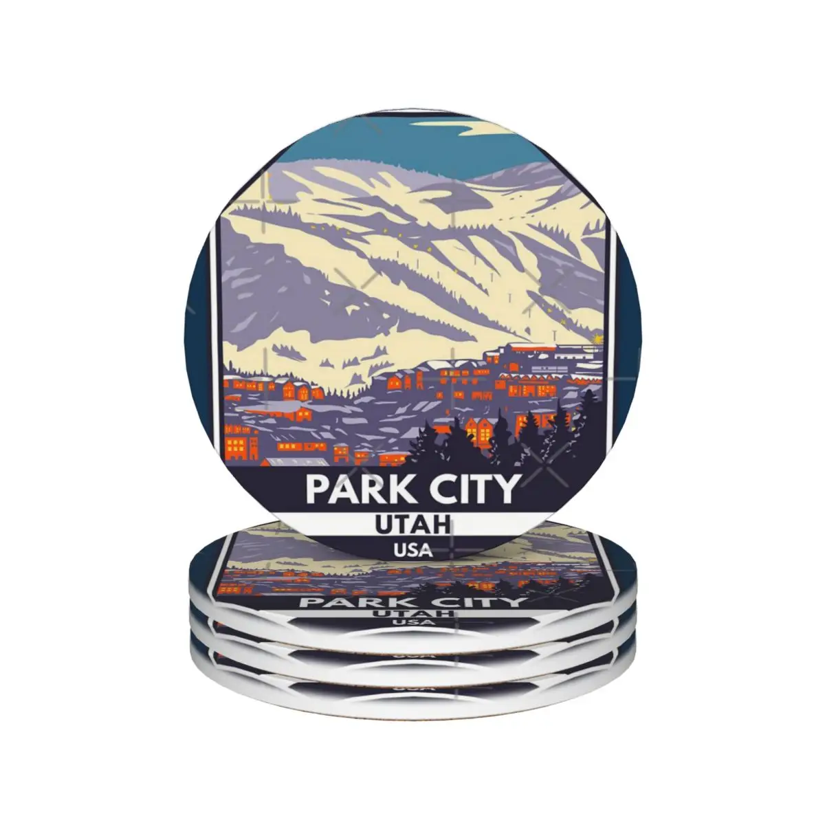 Park City Юта Зимний курорт Керамические подставки для кухонного бара (4 шт. в
