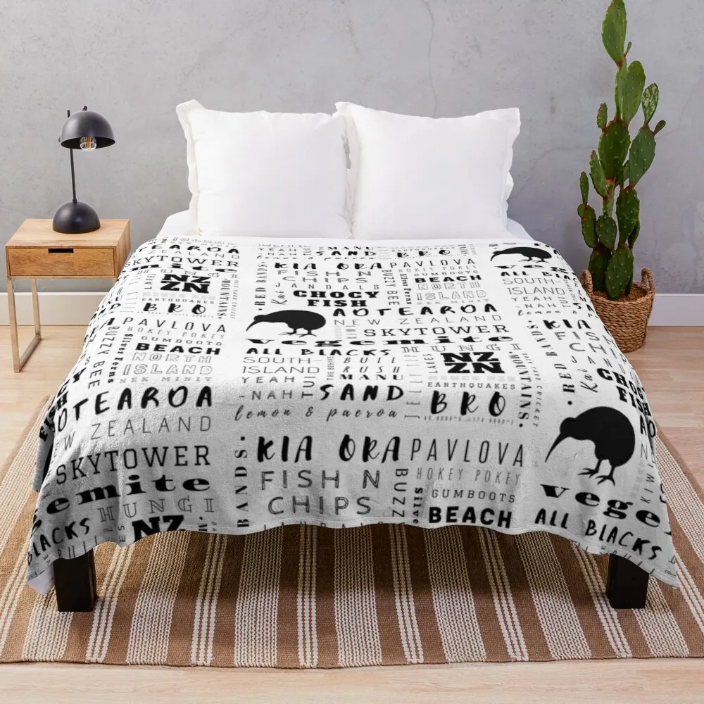 

All things Kiwi-New Zealand -Typography Throw Blanket Baby Blanket Large Knit Plaid