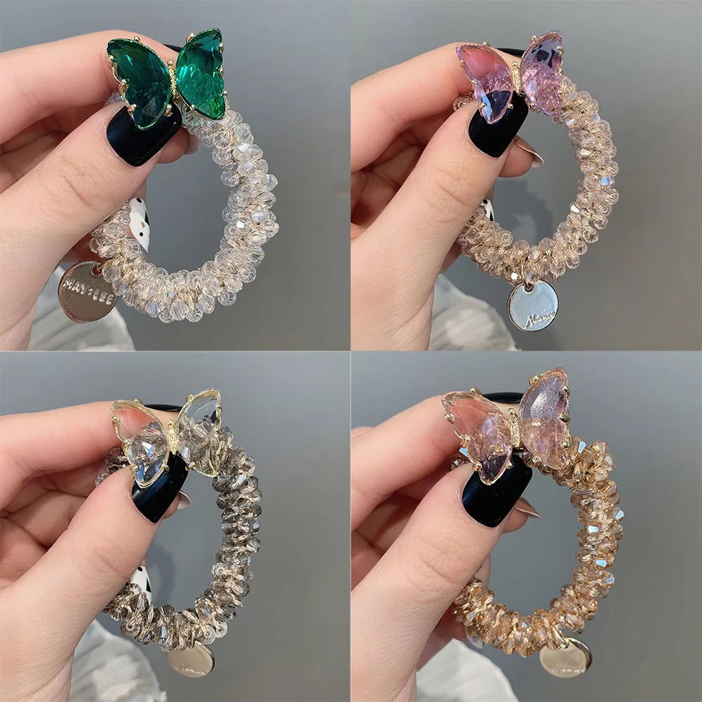 Модная прозрачная стразы резинка для волос Женская грубая прически конский