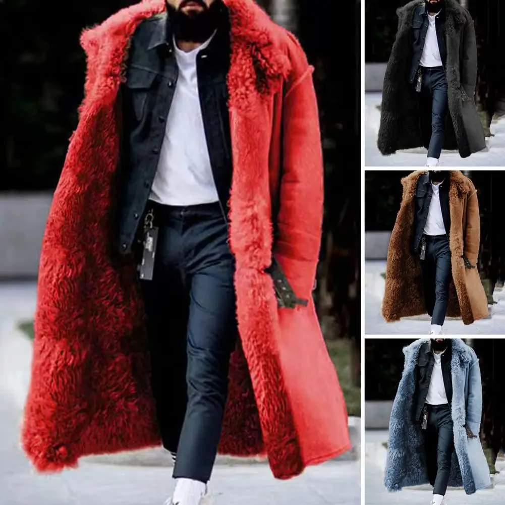

Windproof Men Coat Cozy Men's Winter Coats Plush Warm Stylish Outerwear for Cold Weather Adventures Faux Suede Plush Coat
