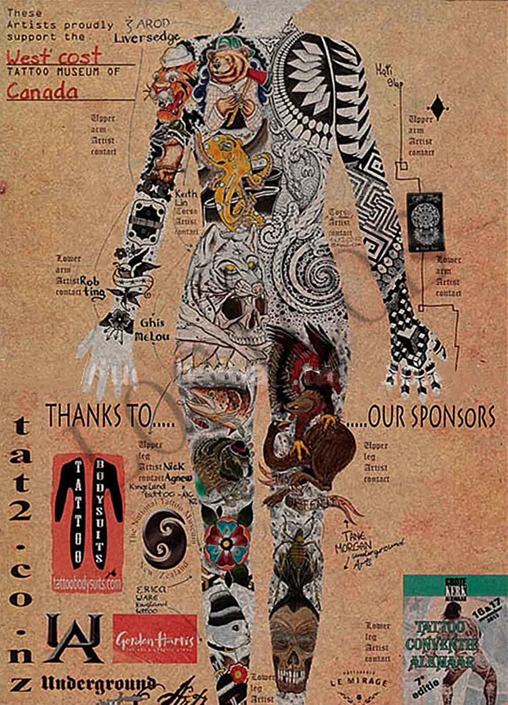 Ретро татуировка на теле художественный постер Ukiyo-e художественные работы обои