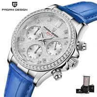 pagani design iced out diamonds 36mm quartz watch for women sapphire 100m waterproof chronograph relogio feminino womens watches