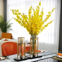 american style furnishings living room dining table glass vase decoration transparent dried flower flower arrangement decoration