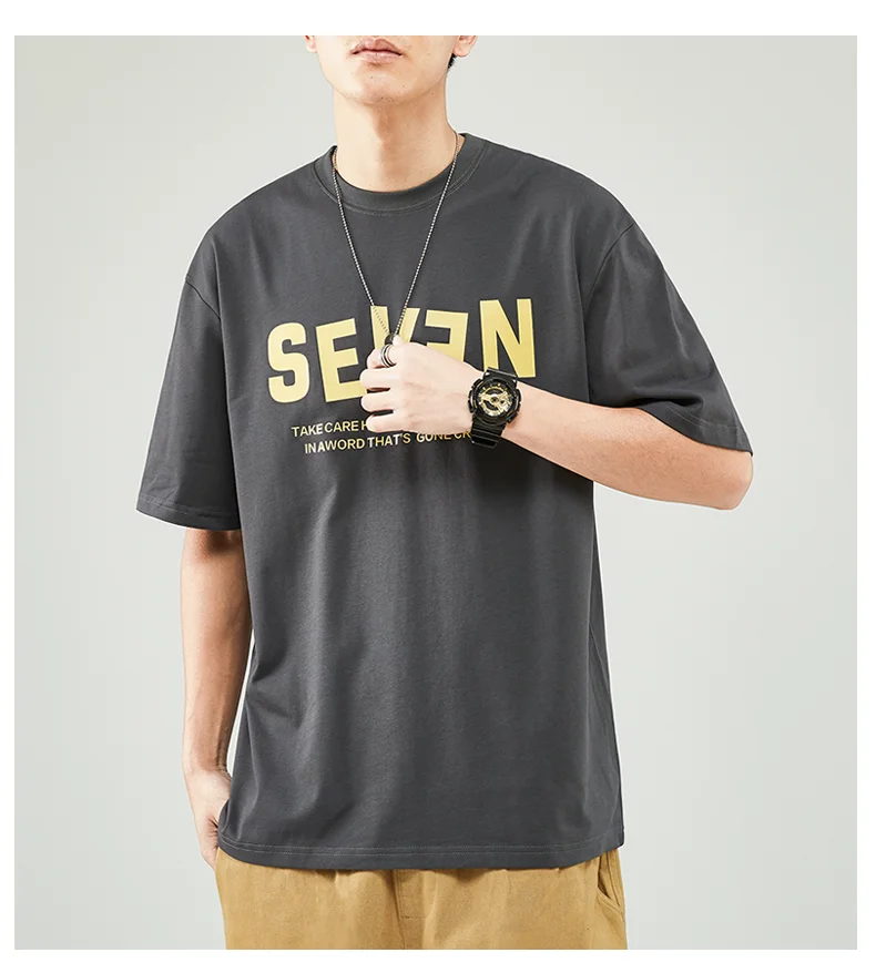

M1042 Short-sleeved t-shirt men's summer tide brand cotton t-shirt loose top shirt with bottoming shirt