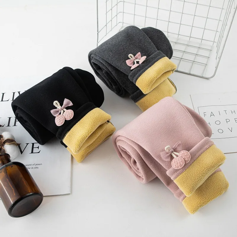 

Штаны для девочек, зимние кашемировые плотные кашемировые брюки из ягненка, леггинсы для маленьких девочек, теплая хлопковая одежда, детски...