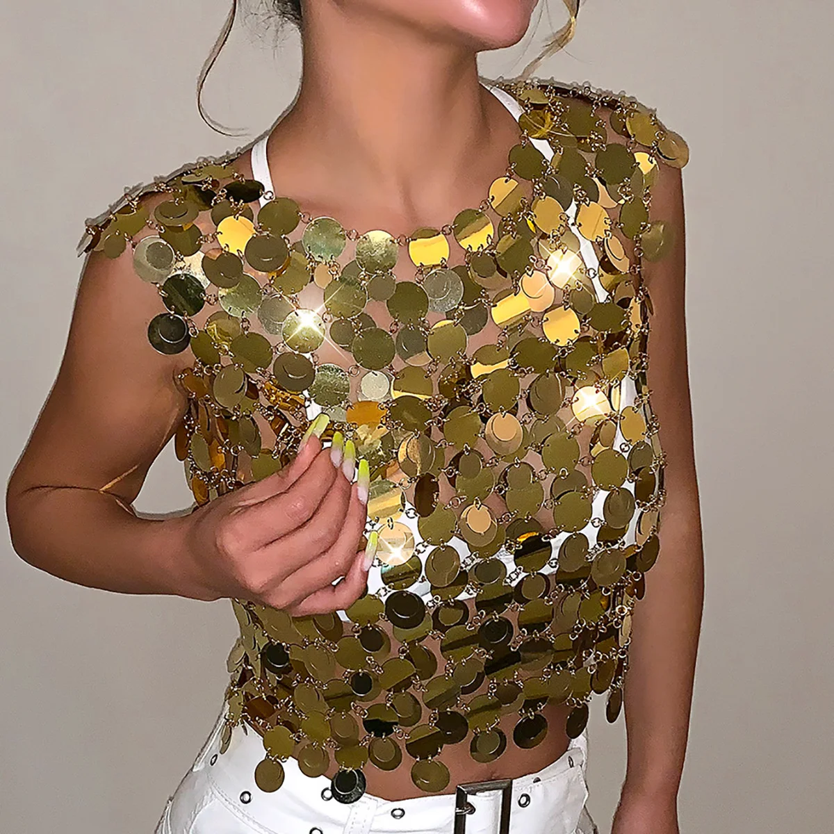 

for Women Body Jewelry Fashion Street Photography Heavy Industry Sequin Skirt Female Sexy Hollow Metal Handmade Body Chain Sexy