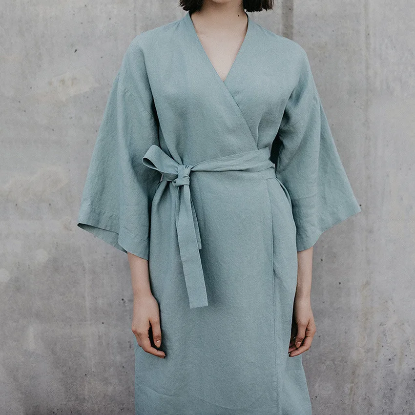 

NHKDSASA Kimono Robes For Women Cotton Coverage Mid-Calf Dresses Women's Three Quarter Sleeve Bathrobes Sleepwear 2023 New