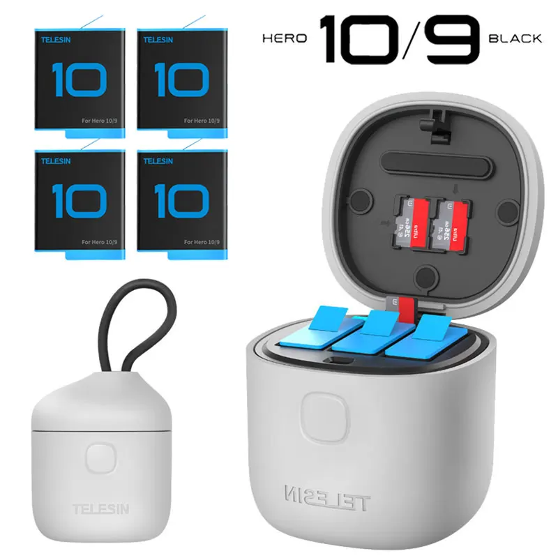 

GoPro 10 9 Battery Fast Charger Storage Box 1750mAh Rechargeable Battery Charging Case For Go Pro Hero 10 9 Camera Accessories