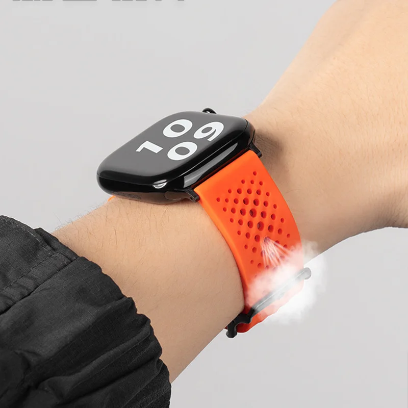 Фото Силиконовый ремешок для Apple Watch 44 мм, 45, 40, 41, 42, 46, 49 мм, спортивный ремешок для iWatch серий 11, 10, 8, 7, 6, 5, SE, 9, Ultra, 3, аксессуары №3