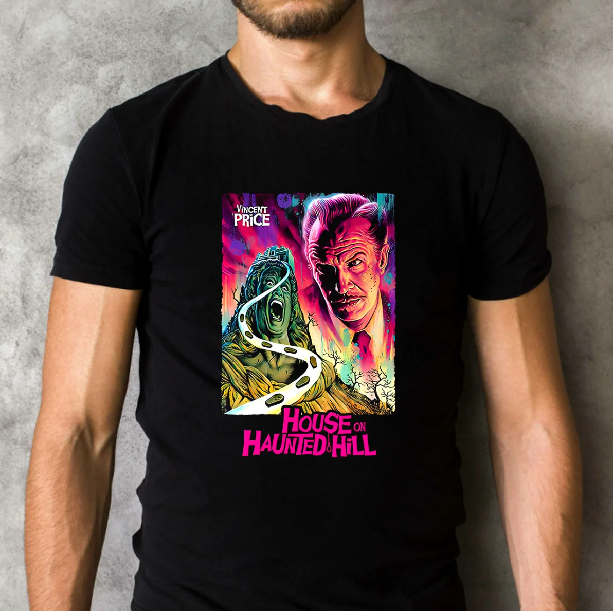 

Vincent Price House On Haunted Hill Classic Black T-Shirt Horror Movie T-Shirt