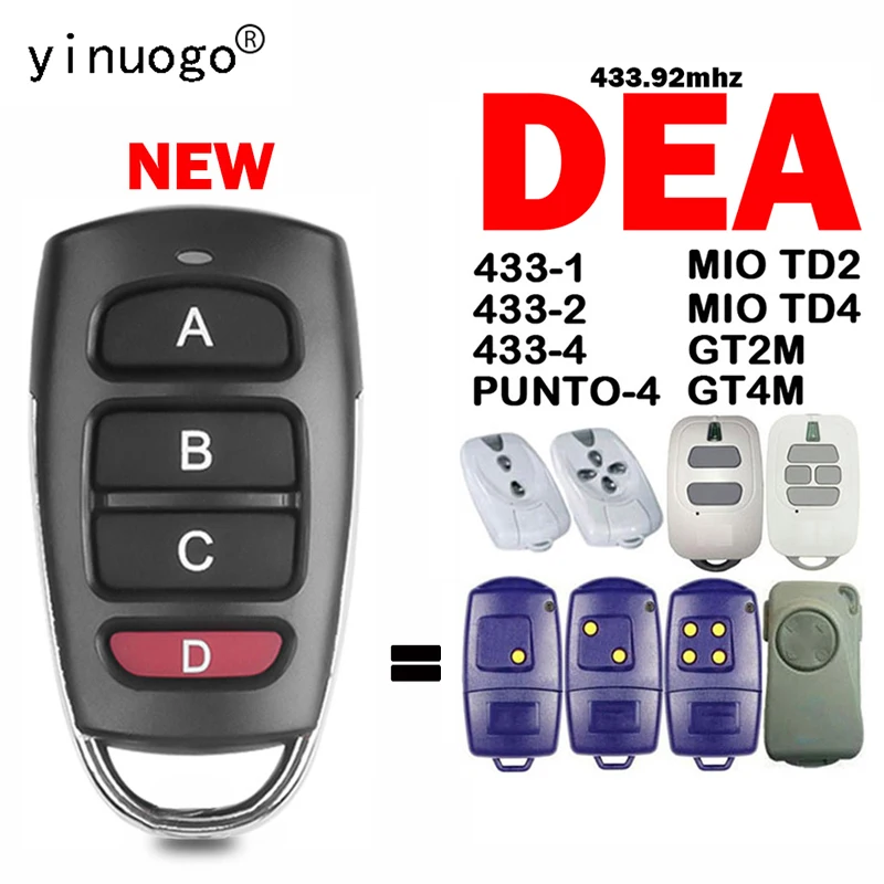 

DEA GT2M GT4M MIO TD2 TD4 PUNTO-4 433-1 433-2 433-4 Garage Door Remote Control Duplicator 433.92MHz Fixed Code Clone Command Key