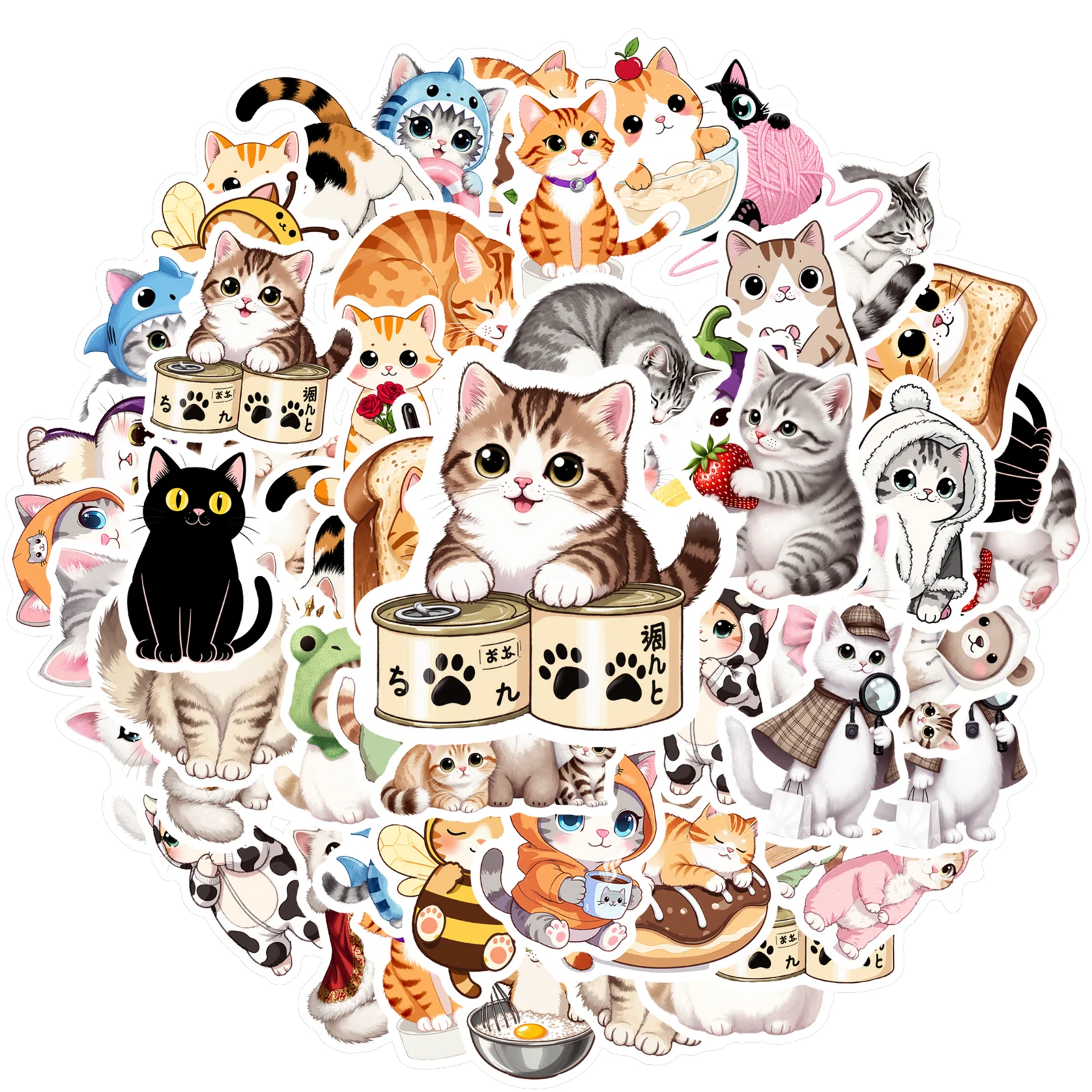 

Многоцветные наклейки с котами 35 шт.
