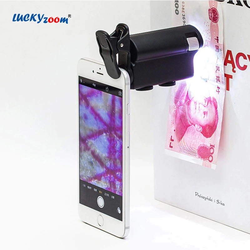 

Adjustable 60-100X Magnifier for Phone Removable Clip Magnifying Glass for Cell Phone High-definition Mobile Microscope Lupa