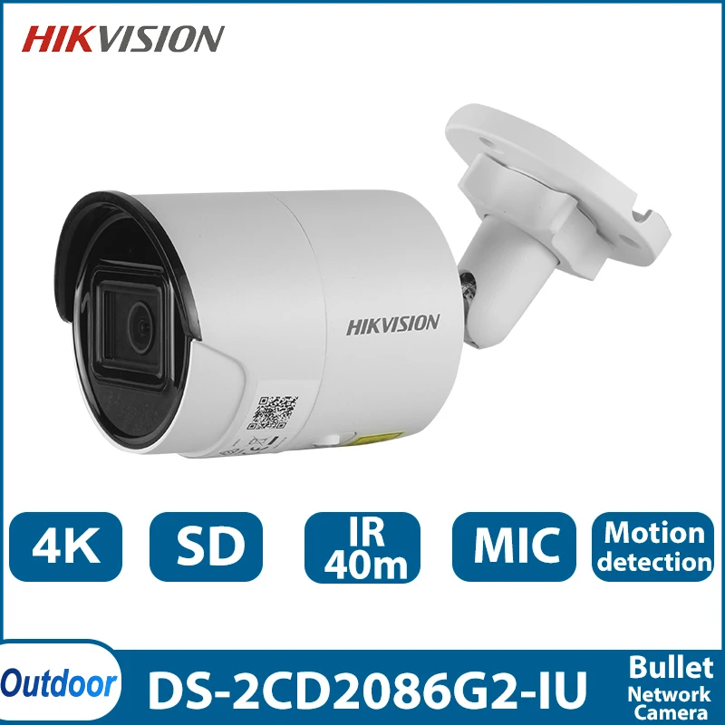 

Hikvision DS-2CD2086G2-IU Multilingual 4K 8MP Mini Bullet IP Camera Outdoor IR40m Waterproof Smart Home Monitor Mic SD Card CCTV