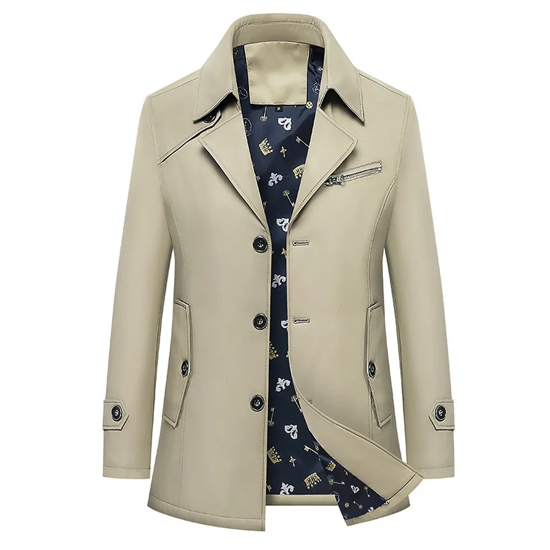 

2022 Young men's Korean version slim mid length coat