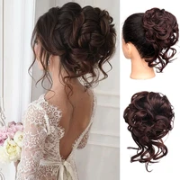 manwei synthetic curly donut chignon with elastic band scrunchies messy hair bun updo hairpieces extensions for women