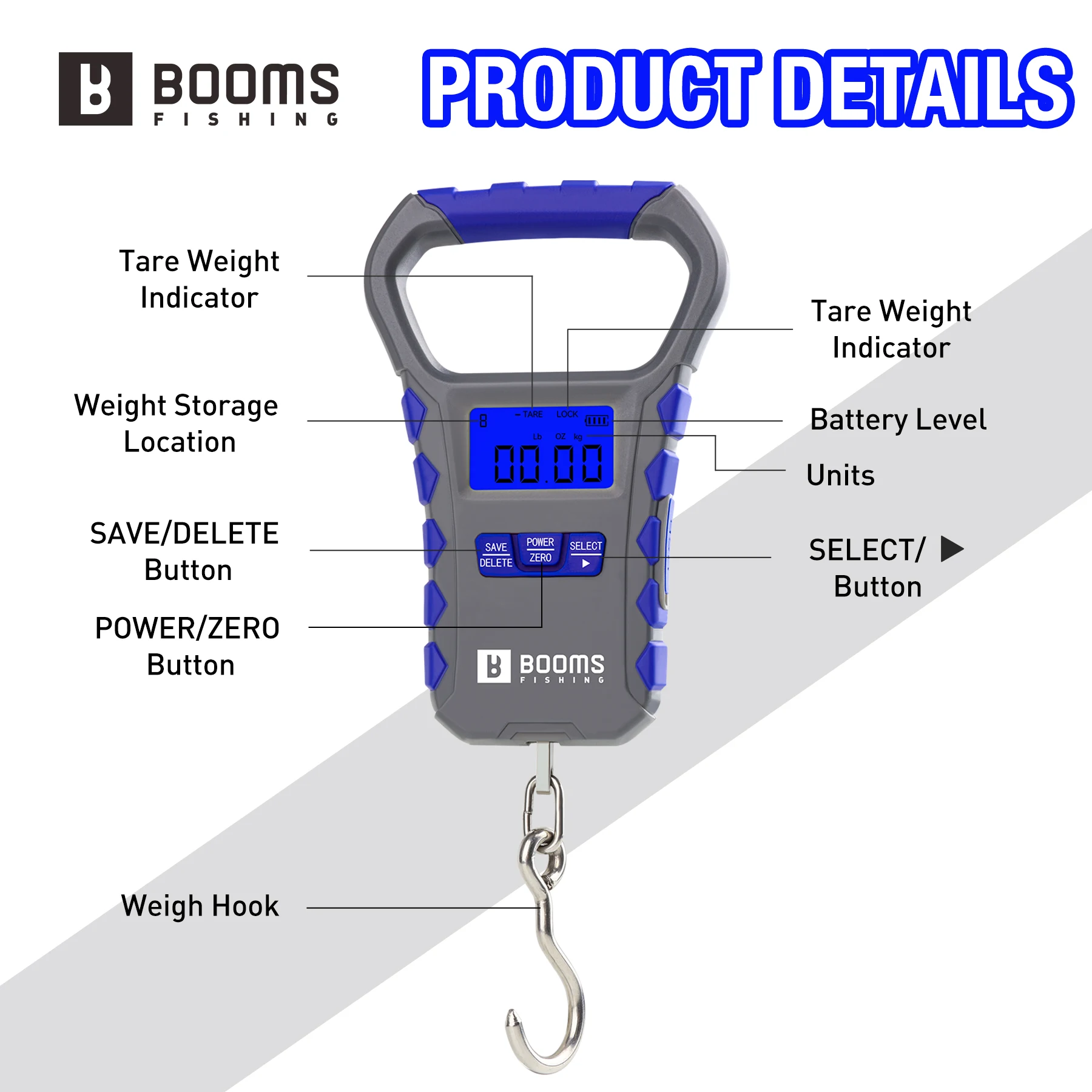 Рыболовные весы Boomsfishing XW50, USB-зарядка, емкость 65 фунтов30 кг, ультратонкий цифровой ЖК-дисплей, эргономичная ручка, аксессуары для рыбы (art.: 3920cd095cbc8) - 3920cd095cbc8