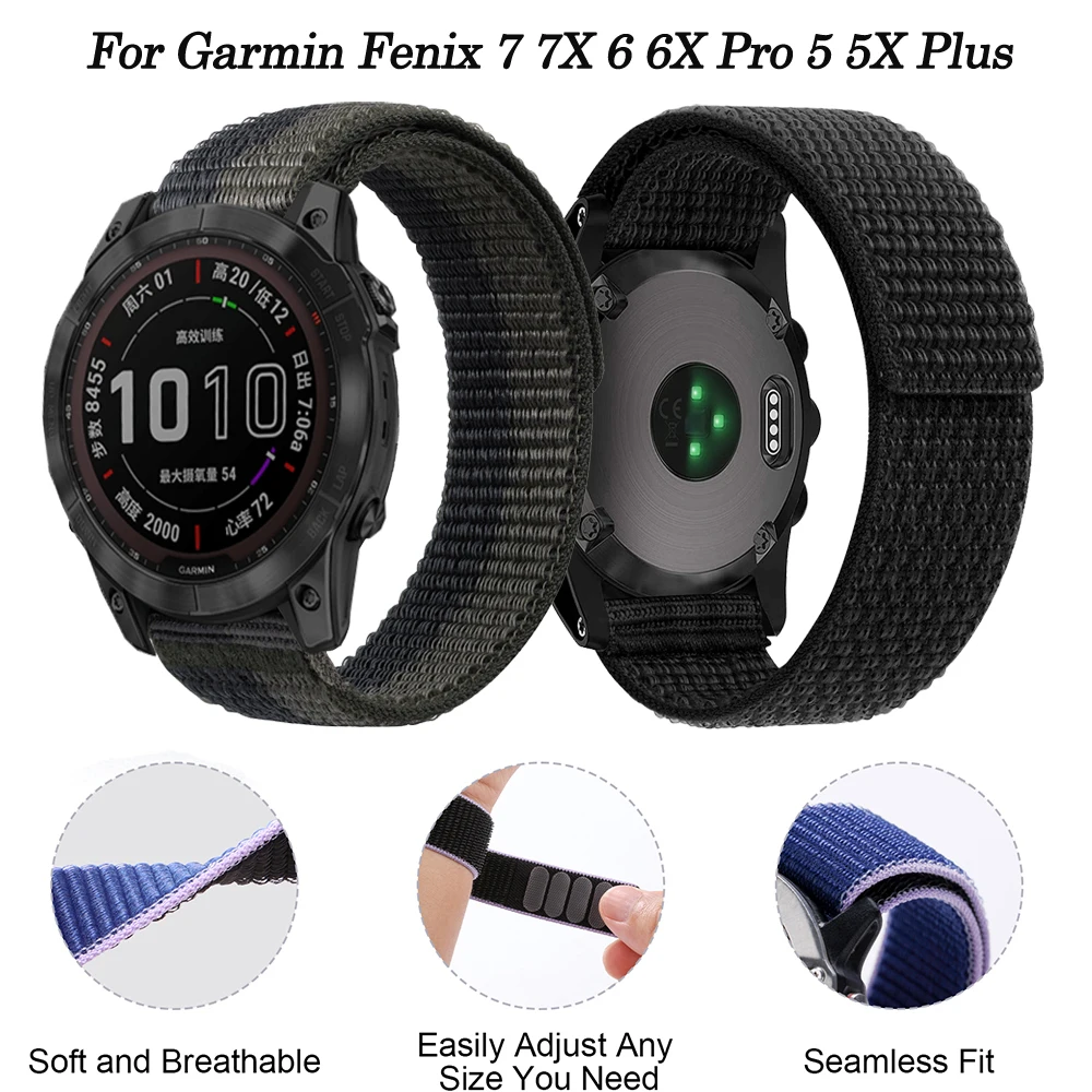 

Ремешок нейлоновый для смарт-часов Garmin Fenix 7x7 Fenix 6X 6 Pro 5X 5 Epix 2/Forerunner 935 945/D2 MK1 MK2i, 22 мм 26 мм