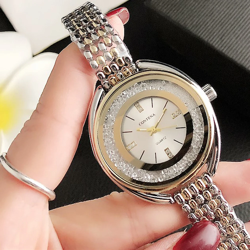 CONTENA Famous Luxury Brand S Model Ladies Watches Fashion Golden Designer Women Wristwatch Casual Dress Clock Relogio Feminino