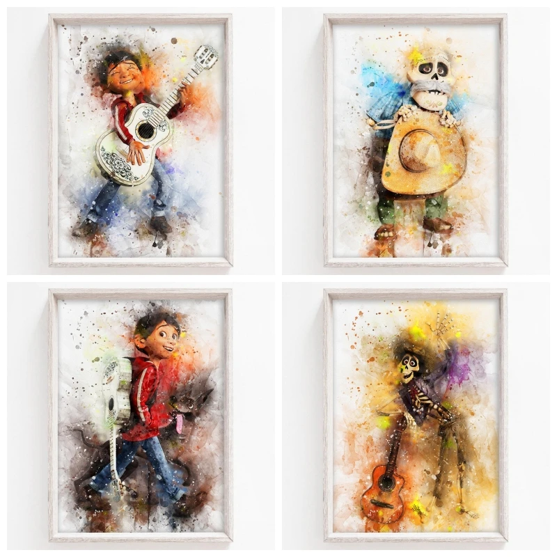 

Алмазная картина Disney 5D, мультяшный акварель, Постер Коко, Круглая Мозаика из страз «сделай сам», алмазная вышивка, украшение для дома, подаро...