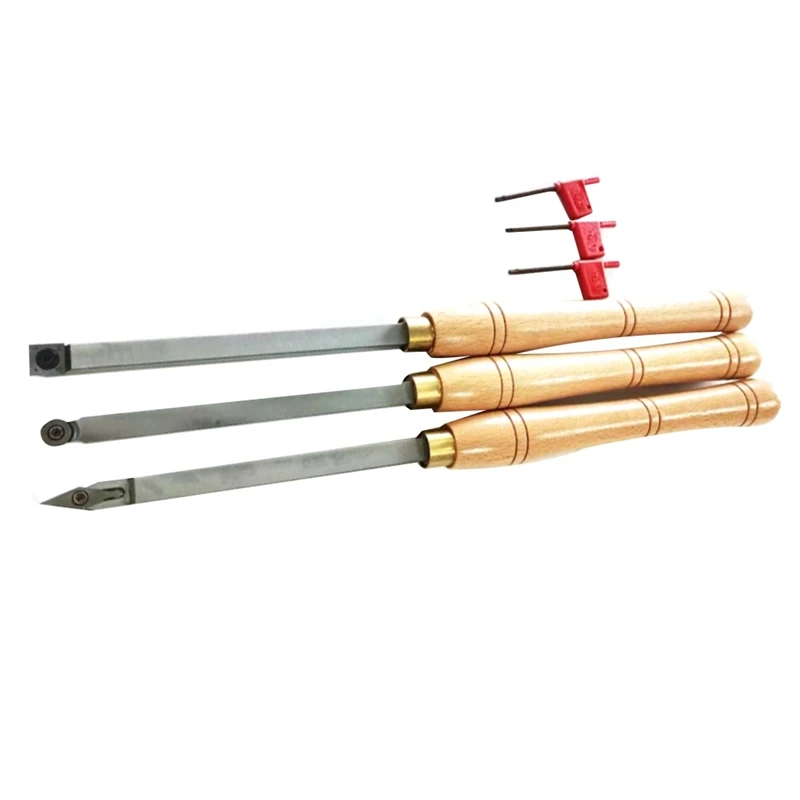 

3 Pcs Carbide Tipped Wood Turning Tools Beech Lathe Tool Wood Turning Lathe Accessory Handle Top Self With 1 Accessory