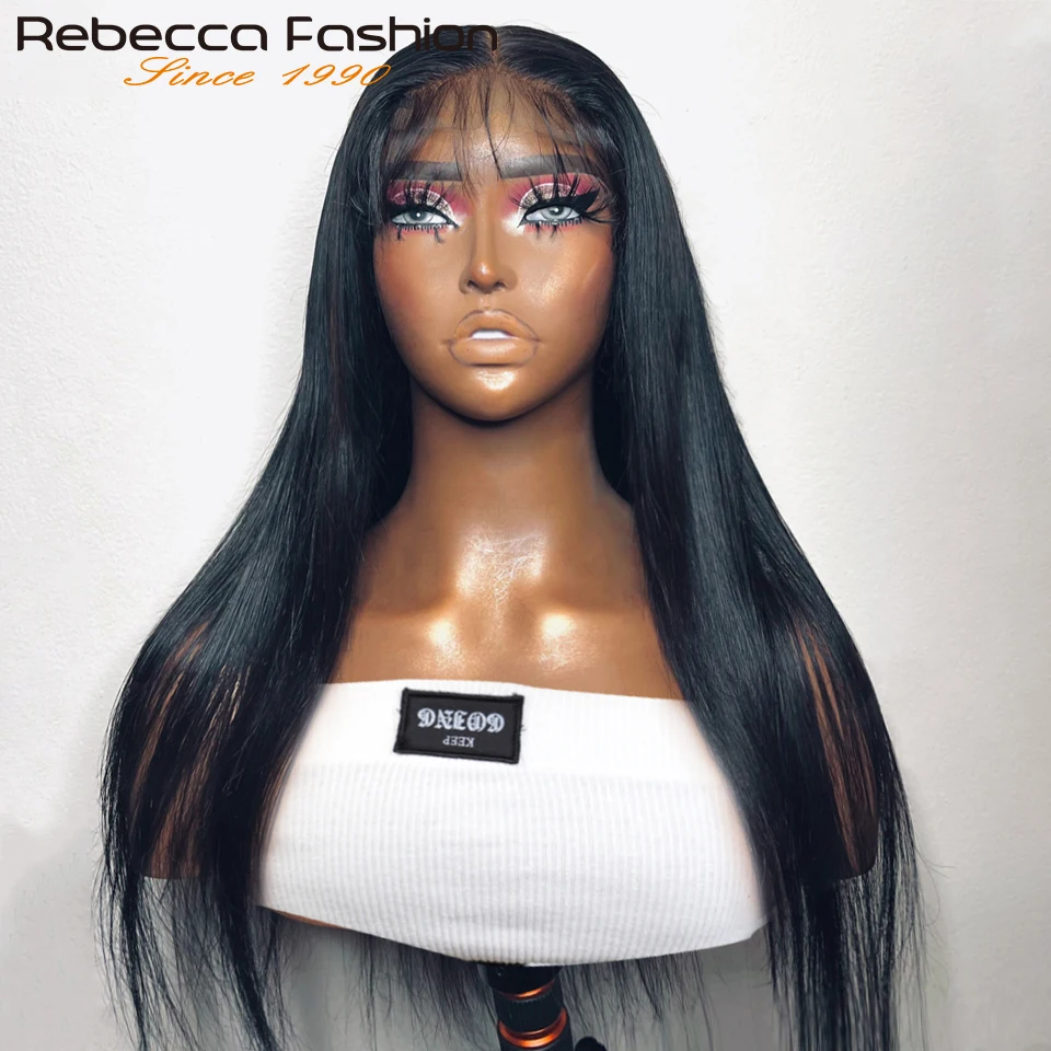 Rebecca 100% Human Hair Wigs Straight Hair With Bang Fringe For Women Brazilian Bob Wig Glueless Machine Made With Bangs Wigs