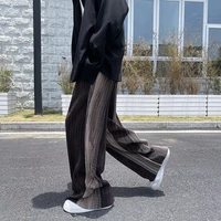 summer ice silk casual pants men harajuku male fashion hip hop loose pants autumn couple streetwear trousers coffeegrey