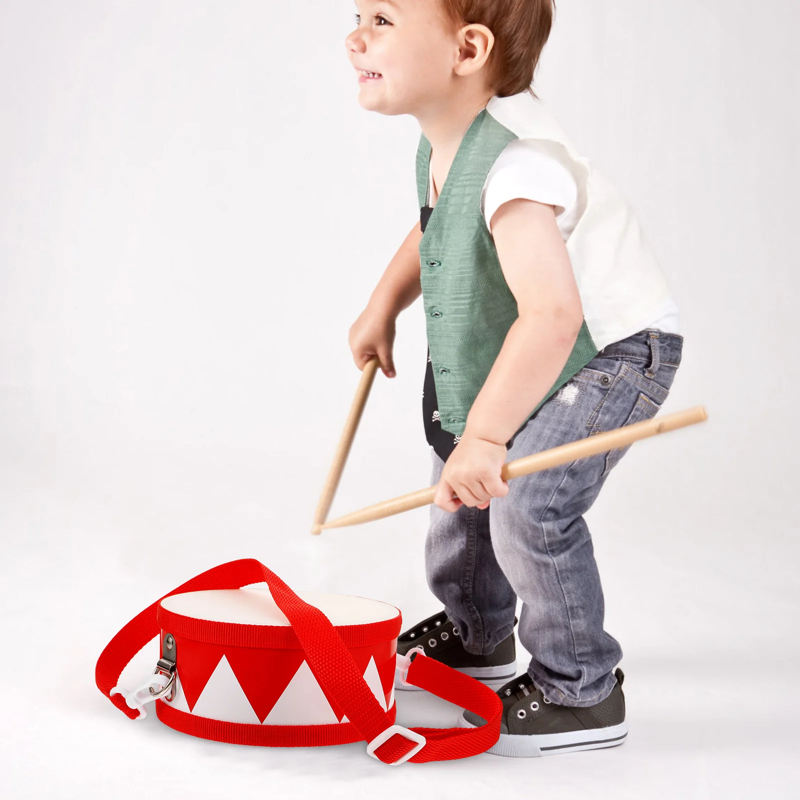 Портативный малый барабан с барабанными палочками музыкальный инструмент