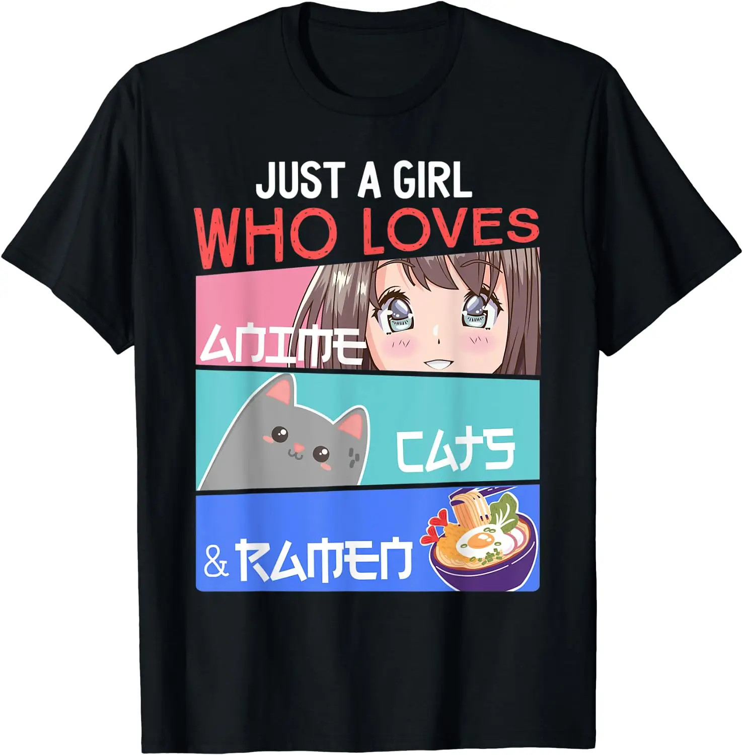 

Хлопковая футболка с коротким рукавом для влюбленных аниме, просто девушка, которая любит кошек и рамен, Kawaii Otaku, для мужчин и женщин