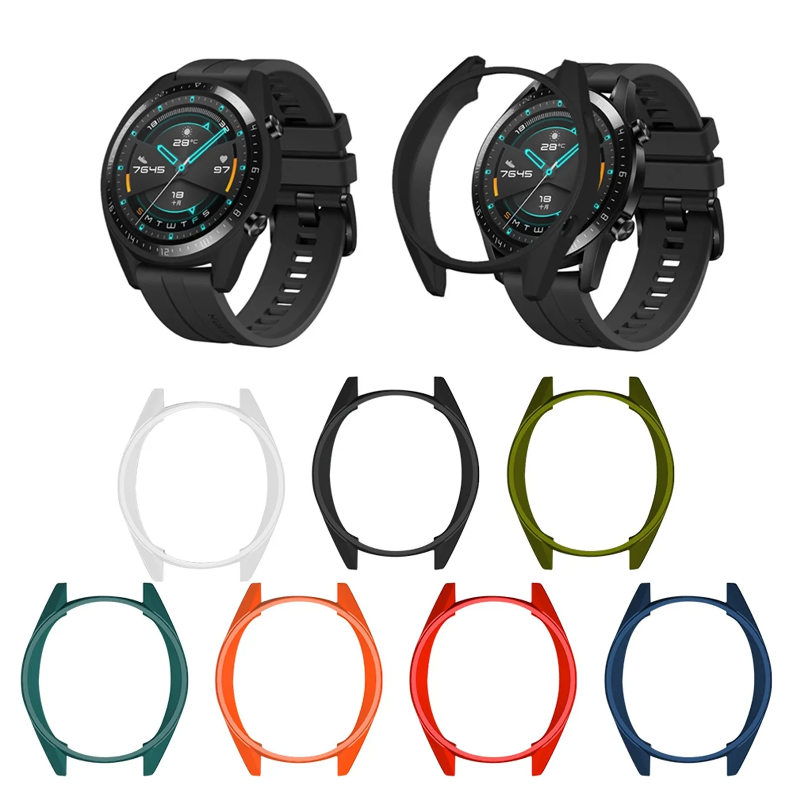 

Подходит для умных часов Huawei Watch GT 2(46 мм), мягкий цветной защитный чехол из ТПУ, браслет