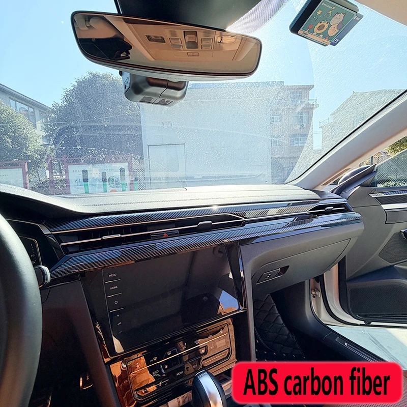 Фото Внутренняя декоративная полоса для VW Arteon 2021 2022 2023 2024 2025 2026 Sedan Arteon, внутренние молдинги из АБС-пластика из углеродного волокна №2