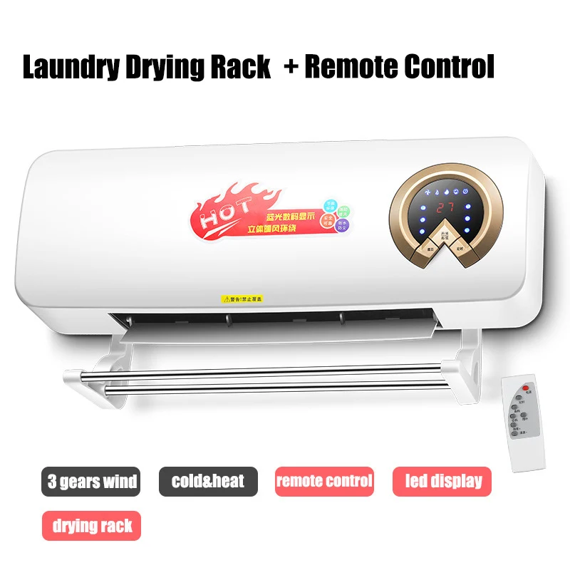 

Air Conditioner Household Wall-mounted Drying Rack Timing Heat&Cooling Dual Functional Heating Fan Energy-saving Remote Control