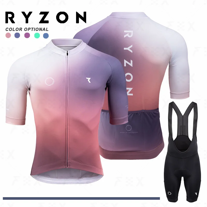 

2023 RYZON Breathable Mesh Short sleeve Jersey Bike uniform Sports Bicycle Clothing MTB wear maillot ciclismo Cycling shorts set